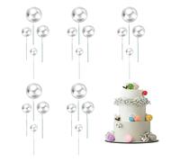 sourcing map 20Pcs Cake Toppers Foam Ball, Cupcake Insert Cake Toppers Cupcakes Decoration Balls for Theme Birthday Party Favors Wedding Halloween Christmas Supplies, Silver