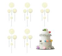sourcing map 20Pcs Cake Toppers Foam Ball, Cupcake Insert Cake Toppers Cupcakes Decoration Balls for Theme Birthday Party Favors Wedding Halloween Christmas Supplies, Cream white