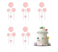 sourcing map 20Pcs Cake Toppers Foam Ball, Cupcake Insert Cake Toppers Cupcakes Decoration Balls for Theme Birthday Party Favors Wedding Halloween Christmas Supplies, Deep Pink