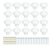 sourcing map 20Pcs Ceramic Cabinet Knobs, 38mm/1.5" Mushroom Round Shaped Drawer Knobs Dresser Knob Pulls Handle with Screws for Wardrobes Bedroom Furniture Closet Cupboard, White