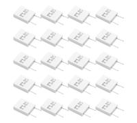 sourcing map 20Pcs Ceramic Resistors 5W 0.01 Ohm 5% Tolerance Wirewound Non-Inductive Cement Power Resistor, Lead Wire Fixed Flame Heat Moisture for Circuit Board TV Power Adapters, White