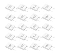 sourcing map 20Pcs Ceramic Resistors 5W 0.025 Ohm 5% Tolerance Wirewound Non-Inductive Cement Power Resistor, Lead Wire Fixed Flame Heat Moisture for Circuit Board TV Power Adapters, White