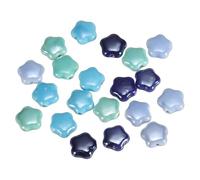 sourcing map 20Pcs Ceramic Star Beads, 15mm Glazed Porcelain Star Spacer Loose Beads Kit for DIY Crafting Bracelets Earring Necklace Jewelry Making, Light Blue/Pine Green/Lake Blue/Navy Blue
