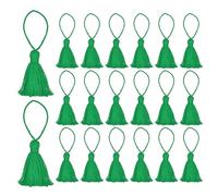 sourcing map 20Pcs Chunky Bookmark Tassels 4.3 Inch Hanging Loop Small Tassels Soft Mini Tassels for DIY Craft, Jewelry Making, Graduation Handmade, Jungle Green