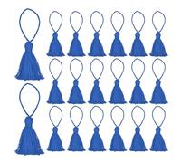 sourcing map 20Pcs Chunky Bookmark Tassels 4.3 Inch Hanging Loop Small Tassels Soft Mini Tassels for DIY Craft, Jewelry Making, Graduation Handmade, Blue