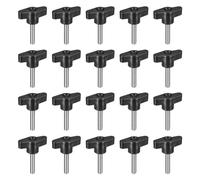 sourcing map 20Pcs Clamping Screw Knob, M6 x 30mm Metric Carbon Steel T Shaped Thumb Screws Handle for Quick Remove Hand Tightening Knob Replacement