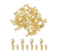 sourcing map 20pcs Cord End Cap 2.5mm ID Lobster Claw Clasp End Caps for Leather Cord, Tassels, Jewelry Making 5mm Length Gold