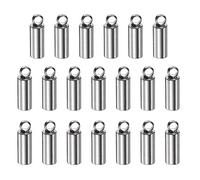 sourcing map 20Pcs Cord End Cap 2mm ID Stainless Steel Barrel End Caps for DIY Bracelets Necklaces Tassels, Stainless Steel Color