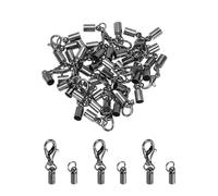 sourcing map 20pcs Cord End Cap 3.5mm ID Lobster Claw Clasp End Caps for Leather Cord, Tassels, Jewelry Making 6mm Length Black