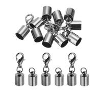 sourcing map 20Pcs Cord End Cap 6.5mm ID Black Copper Column Barrel End Caps for DIY Bracelets Necklaces Tassels Leather Cord