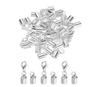 sourcing map 20pcs Cord End Cap 6.5mm ID Lobster Claw Clasp End Caps for Leather Cord, Tassels, Jewelry Making 7.5mm Length Silver