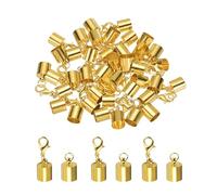 sourcing map 20pcs Cord End Cap 8.5mm ID Lobster Claw Clasp End Caps for Leather Cord, Tassels, Jewelry Making 9.5mm Length Gold