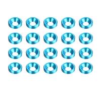sourcing map 20pcs Countersunk Washer M3 Anodized Aluminum Alloy Finishing Washers, Screw Gaskets for Mechanical Accessories Parts, Sky Blue