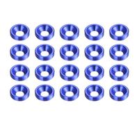 sourcing map 20pcs Countersunk Washer M3 Anodized Aluminum Alloy Finishing Washers, Screw Gaskets for Mechanical Accessories Parts, Blue