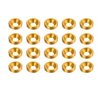 sourcing map 20pcs Countersunk Washer M3 Anodized Aluminum Alloy Finishing Washers, Screw Gaskets for Mechanical Accessories Parts, Golden