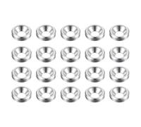 sourcing map 20pcs Countersunk Washer M3 Anodized Aluminum Alloy Finishing Washers, Screw Gaskets for Mechanical Accessories Parts, Silver