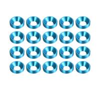sourcing map 20pcs Countersunk Washer M4 Anodized Aluminum Alloy Finishing Washers, Screw Gaskets for Mechanical Accessories Parts, Sky Blue