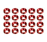 sourcing map 20pcs Countersunk Washer M5 Anodized Aluminum Alloy Finishing Washers, Screw Gaskets for Mechanical Accessories Parts, Red