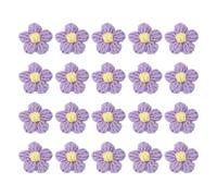 sourcing map 20Pcs Crochet Flowers Sew on Patches, 45 x 45mm Milk Cotton Handmade Floral Applique for DIY Crafts Hair Hats Clothes Decoration, Light Purple&Yellow