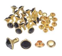 sourcing map 20pcs Crystal Rivets 8mm Rhinestone Rivets Rapid Stud Rivets for Clothing Leather Crafting Fabric Arts Crafts Decoration Leathercraft DIY Leather-Craft, Gold & Black