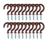 sourcing map 20pcs Cup Ceiling Hooks 1 Inch Vinyl Coated Metal Screw in Holder Hooks for Home Office Plants Outdoor Lights Hanger Brown