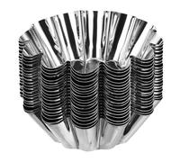 sourcing map 20pcs Cupcake Mold, Stainless Steel Mini Cupcake Cake Pans Baking Tool for Cupcakes, Mini Cake, Desserts, Pudding, Flower Shape 2.8 x 0.8 inch