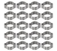 sourcing map 20pcs Double Ear Hose Clamp 13-15 mm 304 Stainless Steel Hose Clamp Double Ear O Clips Crimp Rings for Fuel Line Pipe Tube Fitting Connections, Silver