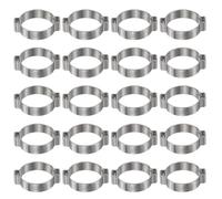 sourcing map 20pcs Double Ear Hose Clamp 25-28 mm 304 Stainless Steel Hose Clamp Double Ear O Clips Crimp Rings for Fuel Line Pipe Tube Fitting Connections, Silver