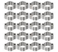 sourcing map 20pcs Double Ear Hose Clamp 9-11 mm 304 Stainless Steel Hose Clamp Double Ear O Clips Crimp Rings for Fuel Line Pipe Tube Fitting Connections, Silver
