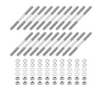 sourcing map 20pcs Double Ended Stud Screws, M3x35mm 304 Stainless Steel Dual Threaded Rod Bolts with Nuts and Flat & Lock Washers Double End Threaded Stud Screw Bolt for House Maintenance