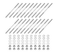 sourcing map 20pcs Double Ended Stud Screws, M3x60mm 304 Stainless Steel Dual Threaded Rod Bolts with Nuts and Flat & Lock Washers Double End Threaded Stud Screw Bolt for House Maintenance