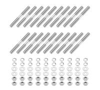 sourcing map 20pcs Double Ended Stud Screws, M4x35mm 304 Stainless Steel Dual Threaded Rod Bolts with Nuts and Flat & Lock Washers Double End Threaded Stud Screw Bolt for House Maintenance