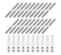 sourcing map 20pcs Double Ended Stud Screws, M4x40mm 304 Stainless Steel Dual Threaded Rod Bolts with Nuts and Flat & Lock Washers Double End Threaded Stud Screw Bolt for House Maintenance