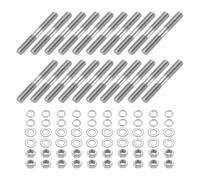 sourcing map 20pcs Double Ended Stud Screws, M5x35mm 304 Stainless Steel Dual Threaded Rod Bolts with Nuts and Flat & Lock Washers Double End Threaded Stud Screw Bolt for House Maintenance