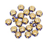 sourcing map 20Pcs Enamel Evil Eye Beads, 10x7mm Evil Eye Spacer Beads Gold Plated Loose Large Hole Charm for Bracelets Necklace Jewelry Craft Making, Blue