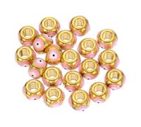 sourcing map 20Pcs Enamel Evil Eye Beads, 10x7mm Evil Eye Spacer Beads Gold Plated Loose Large Hole Charm for Bracelets Necklace Jewelry Craft Making, Pink