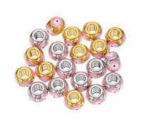 sourcing map 20Pcs Enamel Evil Eye Beads, 10x7mm Evil Eye Spacer Beads Silver/Gold Plated Loose Large Hole Charm for Bracelets Necklace Jewelry Craft Making, Pink