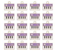 sourcing map 20Pcs Enamel Music Charm, 13 x 15mm Musical Piano Charm Metal Bulk Alloy Piano Symbols Pendants for Bracelet Earring Necklace Keychain DIY, Purple