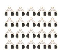 sourcing map 20Pcs Enamel Music Charm, 15 x 15mm Musical Headphones Charm Metal Bulk Alloy Headphones Symbols Pendants for Bracelet Earring Necklace Keychain DIY, Black