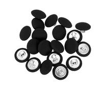 sourcing map 20Pcs Fabric Cloth Covered Button, 13mm 20L Metal Shank Round Sewing Buttons Fabric Covered Button for Coat Dress Sweater Hats Crafts Making, Black