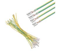 sourcing map 20Pcs Female Spade Crimp Terminal with Insulating Sleeve 2.8mm & 4.8mm, Female Spade Quick Connector Assortment Kit with 20cm Wires, Flame Retardant Cover, Yellow/Green