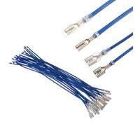 sourcing map 20Pcs Female Spade Crimp Terminal with Insulating Sleeve 2.8mm & 6.30mm, Female Spade Quick Connector Assortment Kit with 20cm Wires, Flame Retardant Cover, Blue