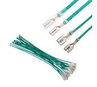 sourcing map 20Pcs Female Spade Crimp Terminal with Insulating Sleeve 4.8mm & 6.30mm, Female Spade Quick Connector Assortment Kit with 20cm Wires, Flame Retardant Cover, Green