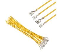 sourcing map 20Pcs Female Spade Crimp Terminal with Insulating Sleeve 4.8mm & 6.30mm, Female Spade Quick Connector Assortment Kit with 20cm Wires, Flame Retardant Cover, Yellow