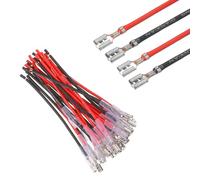 sourcing map 20Pcs Female Spade Crimp Terminal with Insulating Sleeve 4.8mm, Female Spade Quick Connector Assortment Kit with 10cm Wires, Flame Retardant Cover, Red/Black
