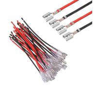 sourcing map 20Pcs Female Spade Crimp Terminal with Insulating Sleeve 6.30mm, Female Spade Quick Connector Assortment Kit with 10cm Wires, Flame Retardant Cover, Red/Black