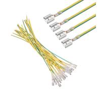 sourcing map 20Pcs Female Spade Crimp Terminal with Insulating Sleeve 6.30mm, Female Spade Quick Connector Assortment Kit with 20cm Wires, Flame Retardant Cover, Yellow/Green