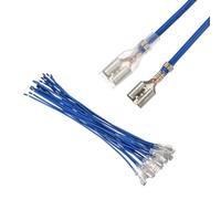 sourcing map 20Pcs Female Spade Crimp Terminal with Insulating Sleeve 6.30mm, Female Spade Quick Connector Assortment Kit with 20cm Wires, Flame Retardant Cover, Blue