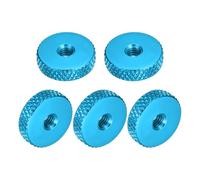 sourcing map 20Pcs Flat Knurled Thumb Nuts, M4x14 x 4 mm Pass Hole Nut, Aluminum Alloy Diamond Knurled Nut Flat Head Through Hole Lock Adjusting Nuts for 3D Printer, Blue