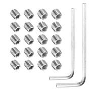 sourcing map 20Pcs Flat Point Set Screws, M4 & M5 Stainless Steel Hex Socket Grub Screw with Hex Wrench Faucets Replacement Repair Kit for Handle Faucet One Handle Lavatory, Silver